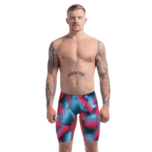 Speedo Fastskin LZR Pure Valor 2.0 Mens Jammers - Flame Red / Picton Blue-Jammers-Speedo-SwimPath